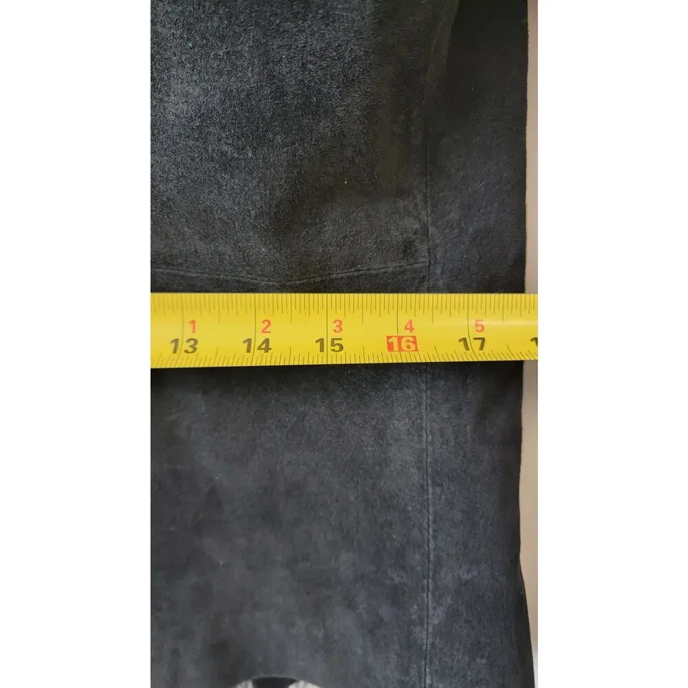 Black Genuine Suede & Fur Trim 70s Glam Whimsygoth Festival Coat - Picture 15 of 16